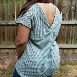 ODDY | Mint/Sage Waffle Knit Top w/ Low Back